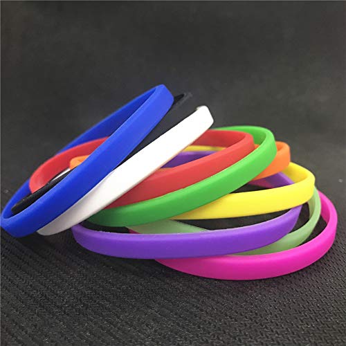 Gogo 100 Pulseras de Silicona Personalizada, Pulsera Elastica de Multicolor, Brazalete de Goma, Brazalete Deportivo - Colores Mezclados