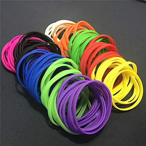 Gogo 100 Pulseras de Silicona Personalizada, Pulsera Elastica de Multicolor, Brazalete de Goma, Brazalete Deportivo - Colores Mezclados