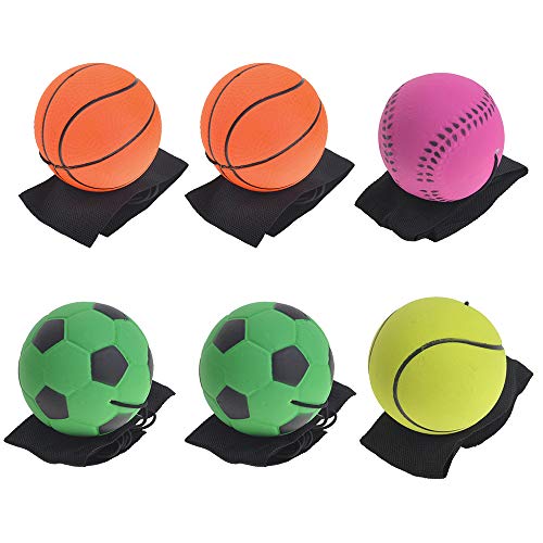 Gogo - Juego de 6 Muñequeras con Pelota, para Botarla, Ejercicio de Muñeca, Color Variado, Tamaño Única