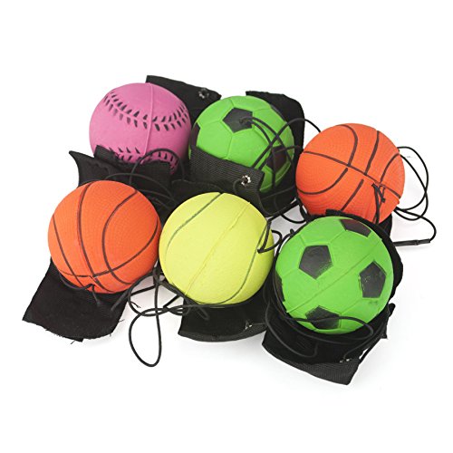 Gogo - Juego de 6 Muñequeras con Pelota, para Botarla, Ejercicio de Muñeca, Color Variado, Tamaño Única