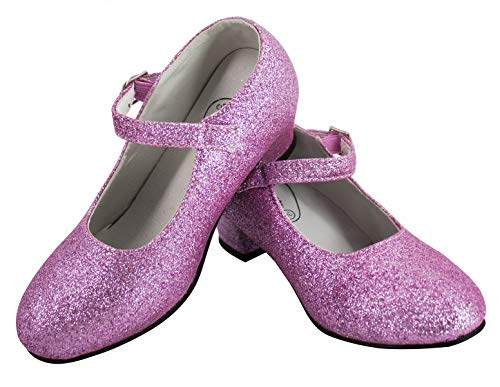 Gojoy shop- Zapato con Tacón de Danza Baile Flamenco o Sevillanas para Niña y Mujer,Contiene : Zapato con Tacón y Mochila de Cuerdas. 5 Colores Disponibles (P- Rosa Clara, 28)