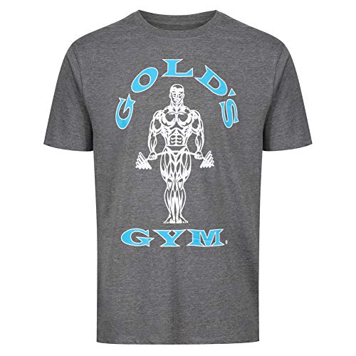 Gold's Gym Camiseta de Manga Corta para Hombre, para Entrenamiento, Fitness, Gimnasio, Deportes, Hombre, Camiseta Deportiva de Entrenamiento, GGTS002_GMTUR_XL, Gris Marl/Turquesa, XL