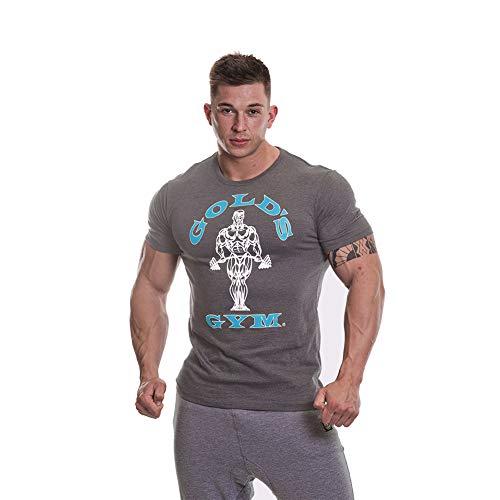 Gold's Gym Camiseta de Manga Corta para Hombre, para Entrenamiento, Fitness, Gimnasio, Deportes, Hombre, Camiseta Deportiva de Entrenamiento, GGTS002_GMTUR_XL, Gris Marl/Turquesa, XL