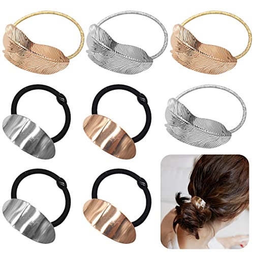 Gomas de Pelo Metal,RoadLoo 8 Piezas Brazaletes de Pelo de Circulo Metal Elásticas para el Cabello Puños de Metal Banda para el Cabello para de Metal Adecuado para Todos los días Viajes Fiestas Fotos