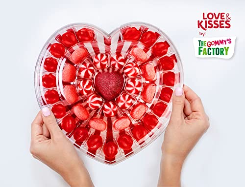 Gommy's Factory LOVE&KISSES (Sin Gluten). Tarta Regalo de Gominolas con Forma de Corazón, 41 Golosinas, 250 g