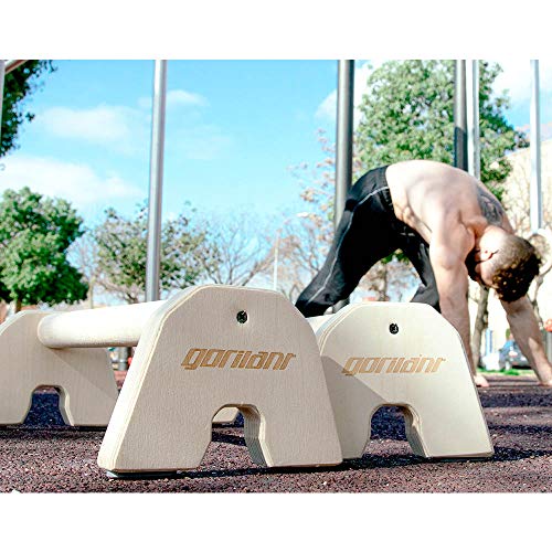 Gorilant - Soporte para Flexiones, Paralelas de Calistenia, Barra de Madera Haya, 42CM Entrenamiento en Parque, (Redondo)