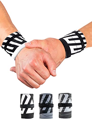 GORNATION® Vendajes para Muñeca | 2X Muñequeras para Muñecas (Par) para un Fitness Funcional, Calistenia & Bodyweight Fitness | Accesorios de Gimnasio Hombre y Mujer (Black/White)