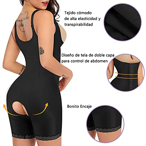 Gotoly Bodies Moldeadores para Mujer Faja Reductora Body Reductor Lencería Moldeadora Corsé Doble Control de Barriga Levanta Glúteos Entrenador de Cintura Abierto Shapewear (Negro, M)