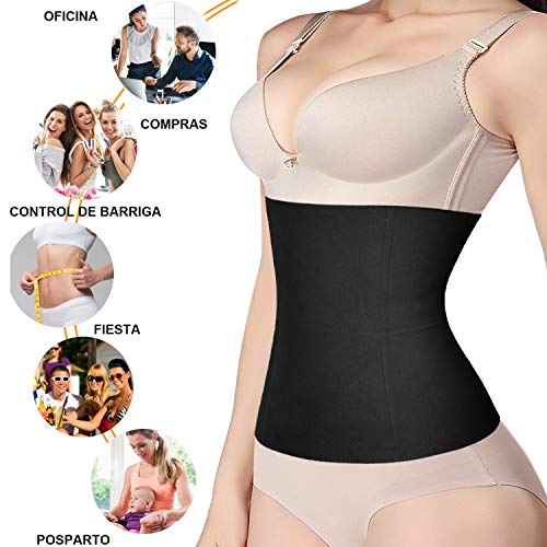 Gotoly Entrenador de Cintura para Mujer Fajas Reductoras Faja Moldeadora para Control de Abdomen Cinturón sin Costuras para Recuperación Posparto Waist Trainer (Negro, Medium)