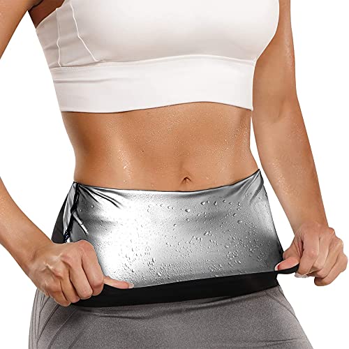 Gotoly Fajas Reductoras Abdomen Mujer para Sudar Entrenador de Cintura de Sudoración Cinturón Reductor Vientre con Efecto Sauna Faja Deportiva para Deporte Fitness (M, Negro)