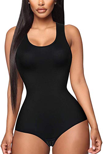 Gotoly Mujer Corsé Shaperwear Bodysuits Fajas Reductoras Mono sin Mangas con Cuello Redondo Corset Reductor Cintura Modelador de Cuerpo Completo (Negro, XX-Large)