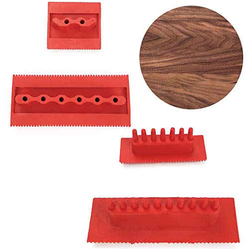 gotyou 4 Pieza Herramientas de grano de madera, Molde de veta de goma, juego de herramientas para la casa de madera granulada, Madera del grano Brush herramientas de pintura pared de la decoración DIY