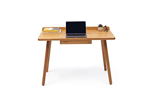 Gozos Cadiz Mesa de Ordenador de diseño con cajones, Home Office, salón, Escritorio Macizo, Madera de Pino, Mesa de Oficina, Mesa de Trabajo, Vintage, 110 x 60 cm