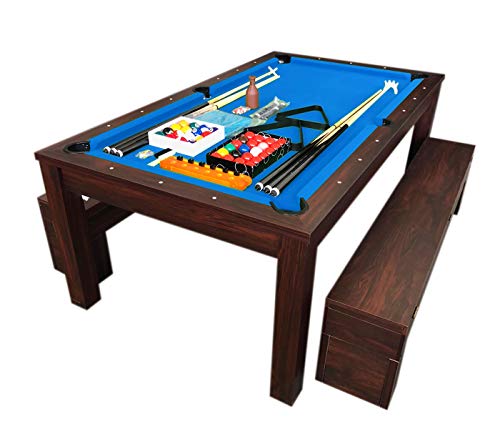 grafica ma.ro srl Mesa de Billar Juegos de Billar 7 ft Carambola y Plan de Cobertura y Bancos Rich Azul