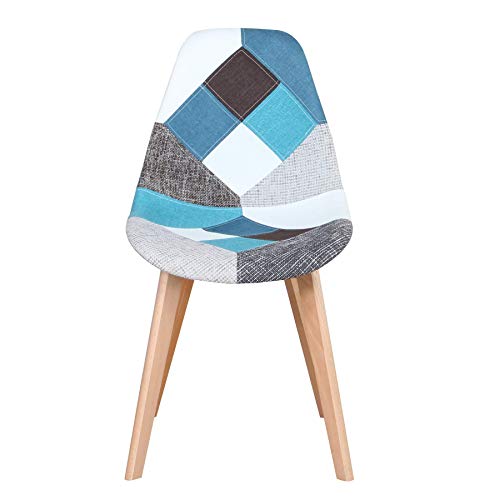 GrandCA HOME Nordica Silla de Comedor Pack 4 Sillas Comedor Madera Moderna para Oficina Cocina-Gris (Azul)