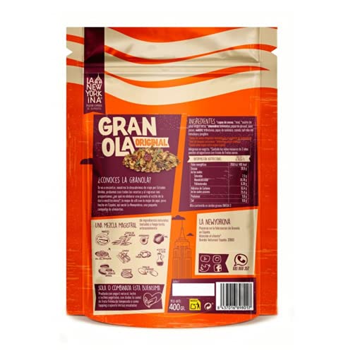 Granola Original 400 Gramos - Horneada con Aceite de Oliva Virgen Extra y Miel de Asturias - Productos Naturales - Alto Contenido Omega 3 - Proceso 100% Artesano - Envase Reciclable - La Newyorkina