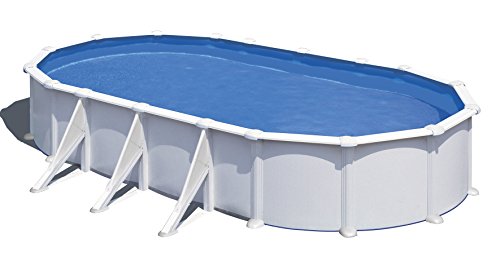 Gre KITPROV738 Atlantis - Piscina Elevada Ovalada, Aspecto Acero Blanco, 730 x 375 x 132 cm