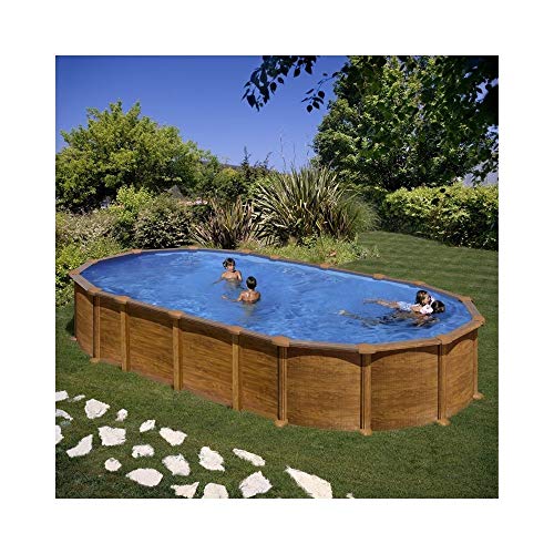 Gre KITPROV7388WO Amazonia - Piscina Elevada Ovalada, Aspecto Madera, 730 x 375 x 132 cm