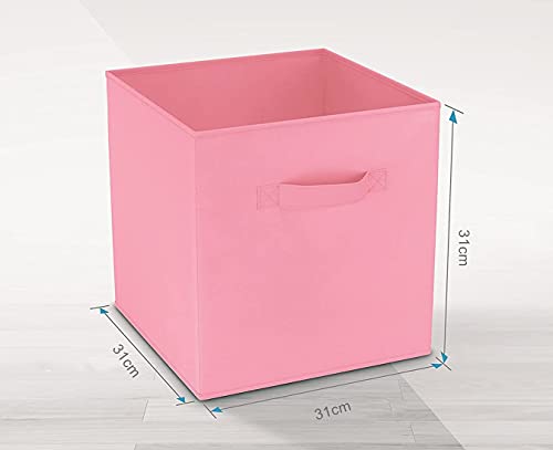 GREATOOL Caja de Almacenaje Plegable, Pack 4 Unidades, 31x31x31cm,Cajas organizadoras en Tela, Caja para organizar Ropa, Juguetes y Sábanas en Armarios (4 Unidades, Rosa)