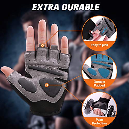 Grebarley Guantes de Gimnasio sin Dedos para Levantamiento de Pesas, Entrenamiento Cruzado, Ciclismo para Mujer y Hombre (Gris Oscuro, M)