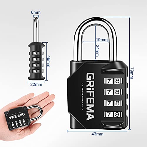 GRIFEMA GA1001 - Candados de seguridad, 4 Digitos, 2 Piezas, Grillete corto [Exclusivo en Amazon]