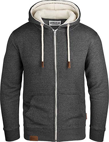 Grin&Bear GEC490 Chaqueta con capucha para hombre, sudadera con capucha y forro polar interior, antracita, L