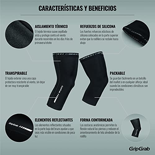 GripGrab Perneras de Ciclismo Classic Piratas Térmicas Felpa Invierno Antideslizante Bicicleta Carretera MTB Calentadores, Adultos Unisex, Negro, M