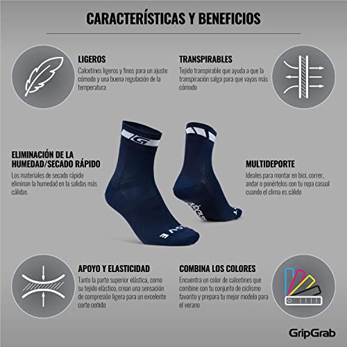 GripGrab Verano Deporte Altura 12cm Calcetines Ciclismo, Adultos Unisex, Azul Marino, M (41-44)