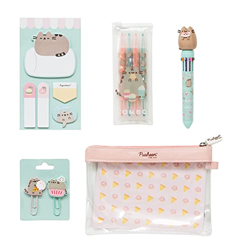 Grupo Erik Kit de papeleria Pusheen Foodie collection - Estuche escolar con material - Pack material escolar/Kit material escolar - Set papeleria Pusheen - Producto con licencia oficial, KPGE001