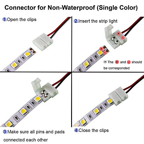 GTIWUNG 20 Pcs 8 mm Kit de Conector de Barra de Luz LED, 2 pin Conectores Tiras Led, 12xCable de Conexión + 4xConectores 2-pin + 4xConectores en forma de L para 3528 Monocolor y Tira 8mm ancho