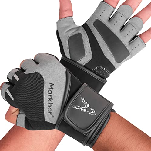 Guantes con Palma de Cuero Antideslizante para Levantamiento de Pesas,Crossfit Guantes (XL)