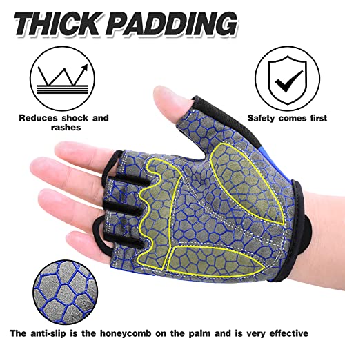 Guantes de Bicicleta Medio Dedo SBR Acolchado Absorción de Impactos Adecuado para Todos Los Deportes Azul M