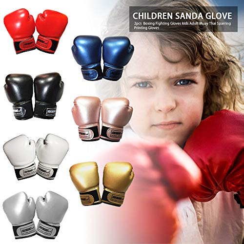 Guantes de boxeo para niños, Muay Thai, guantes de boxeo rellenos con esponja comprimida para luchar contra el boxeo para niños de 5 a 12 años, color rosa