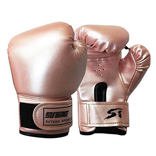 Guantes de boxeo para niños, Muay Thai, guantes de boxeo rellenos con esponja comprimida para luchar contra el boxeo para niños de 5 a 12 años, color rosa