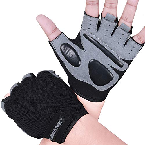 Guantes de gimnasio entrenamiento de levantamiento de pesas hombre y mujere soporte muñeca acolchado extra agarre protección ejercicio ciclismo colgar dominada transpirable (muñeca corta, XL)