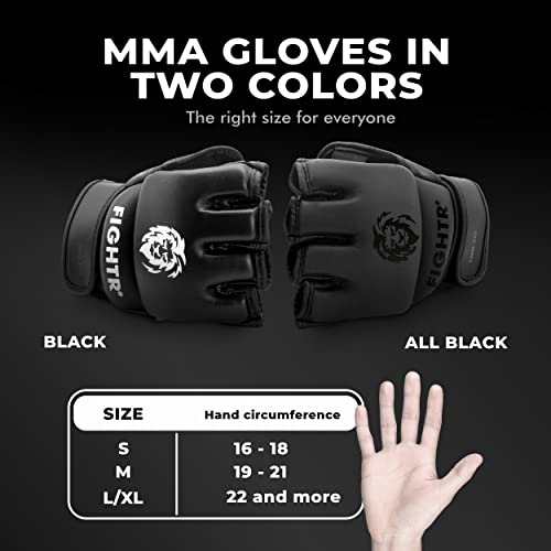 Guantes de MMA FIGHTR® - para una Estabilidad Ideal y Potencia de golpeo | Guantes de Grappling para MMA, Saco de Arena, Sparring y Entrenamiento | Incluye Bolsa de Transporte