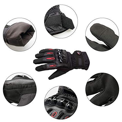 Guantes de Moto Invierno, Impermeables y Resistentes al Viento, Pantalla Táctil Touch Guantes para Motocicleta, Senderismo de Invierno y Deportes al Aire Libre - M/L/XL