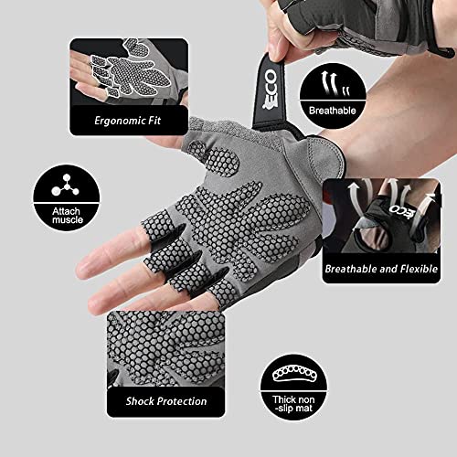 Guantes Gimnasio para Hombre y Mujer, Gym Guantes Transpirable con Protección Completa de Muñeca y Palma, de Pesas, Musculación, Fitness, Ciclismo (Negro, Large)