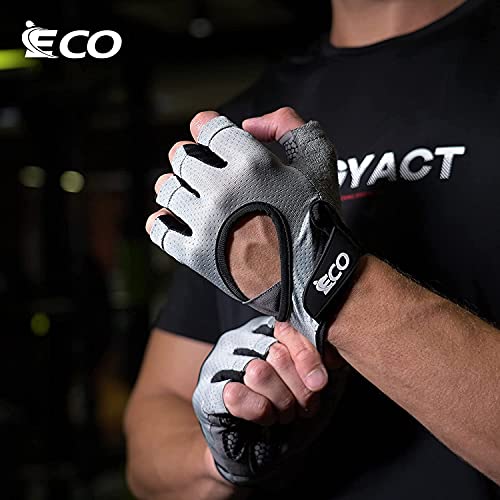 Guantes Gimnasio para Hombre y Mujer, Gym Guantes Transpirable con Protección Completa de Muñeca y Palma, de Pesas, Musculación, Fitness, Ciclismo (Negro, Large)