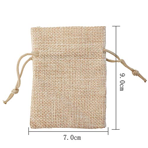 GUDOTRA Acerca de 100pcs Bolsa de Lino con Cordón para Joyería Regalos Arroz Boda Navidad Bolsitas de Tela Saco