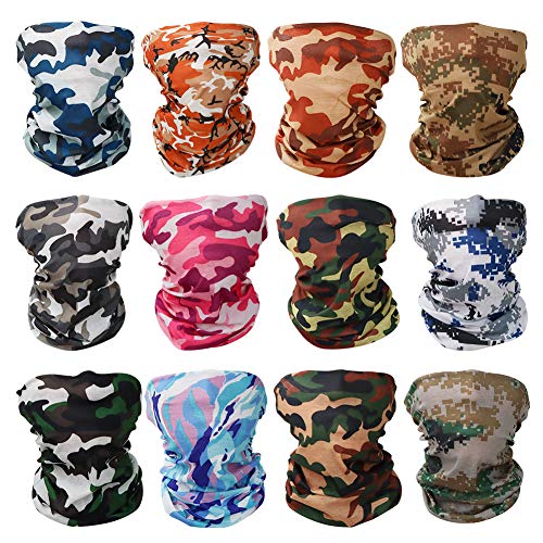 GUIFIER 12 PCS Bandanas Multifuncionales Elásticas,Bragas de Cabeza Magic Bufanda Diadema Cintas Deportivas para el Pelo,Pañuelo Tubo Bufanda Bandana Mágica Máscara para Yoga, Senderismo, Montar