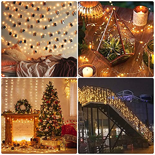 Guirnalda Luces 12M 120 LED, Luces de Navidad con Impermeable IP65 y USB Enchufe, Cadena de Luces y Luces de Hadas Decoración para Interior, Bodas, Fiesta, Jardín, Bodas, Compleaños, Arboles