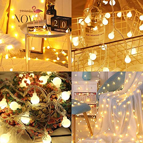 Guirnalda Luces 15 m 100 Led, Cadena de Luces Blanco Cálido 8 modos, IP44 Impermeable, Decoracion para Navidad, Festivales, Bodas, Cobertizos, Patios, Jardines, Pérgolas, Bajo Voltaje 31v