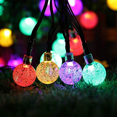 Guirnalda Luces Exterior Solares, BrizLabs 6.5M 30 LED Cadena de Luces Impermeable 8 Modos De Iluminación para Interiores y Exteriores Jardín, Navidad, Terraza, Patio, Fiestas, Multicolor