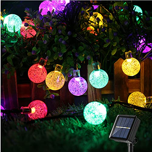 Guirnalda Luces Exterior Solares, BrizLabs 6.5M 30 LED Cadena de Luces Impermeable 8 Modos De Iluminación para Interiores y Exteriores Jardín, Navidad, Terraza, Patio, Fiestas, Multicolor