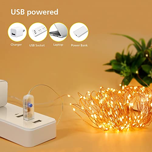 Guirnalda Luces LED, SLAMOS Cadena de Luces 15M/150 LED, IP65 Impermeable Luces de Hadas Interior y Exterior, Luces Navidad USB de Cálida Amarilla para Decoración Bodas Fiesta de Navidad