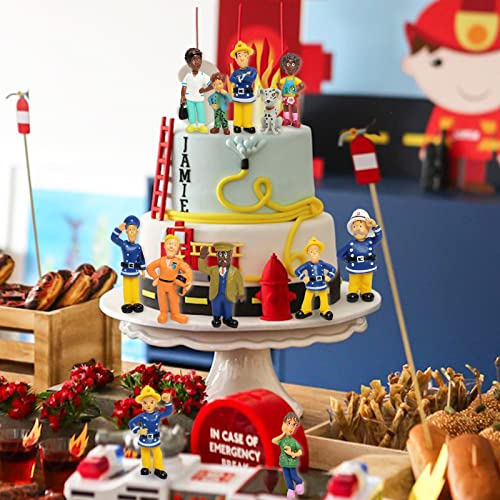 Gxhong Mini Figuras Bombero, 12pcs Decoración para Tarta Figuras Bombero Bomberos Decoración de Fiesta de Cumpleaños Sam El Bombero Cake Topper Tarta Topper,Topper de Pastel para Decoración de Fiesta