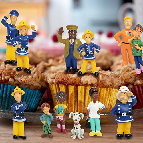 Gxhong Mini Figuras Bombero, 12pcs Decoración para Tarta Figuras Bombero Bomberos Decoración de Fiesta de Cumpleaños Sam El Bombero Cake Topper Tarta Topper,Topper de Pastel para Decoración de Fiesta