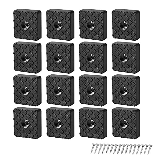 GZGXKJ 16 Pcs Protector De Forma Cuadrada De Goma,Almohadillas Antideslizantes, Almohadilla De Gomay Con Tornillo- Set Protector De Patas Para Sillas, Mesas, Suelo,Dia 30mm, Negro