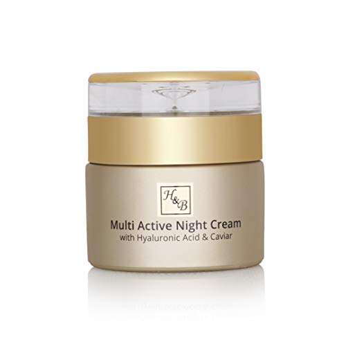 H & B Dead Sea Línea Premium Multi Crema Noche Activa con Acido Hialurónico y Caviar 50ml / 1.76fl.oz